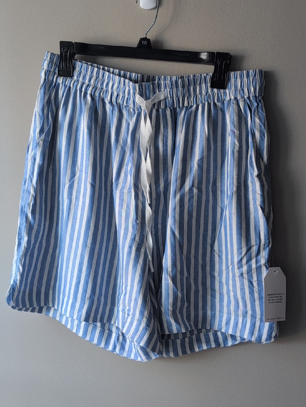 NWT Universal Standard Blue & White Striped Drawstring Rayon Shorts - XS 10/12